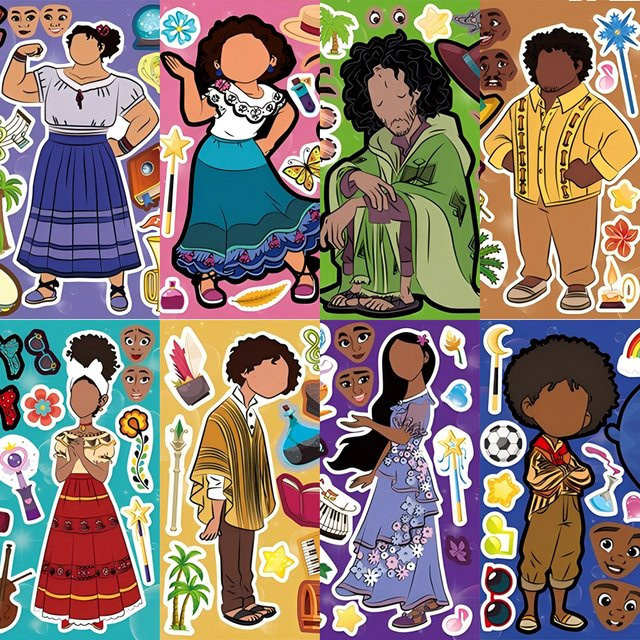 Disney Encanto Make-a-Face Puzzle-Aufkleber, DIY Sticker-Set, 8/16 Blatt - Bild 1