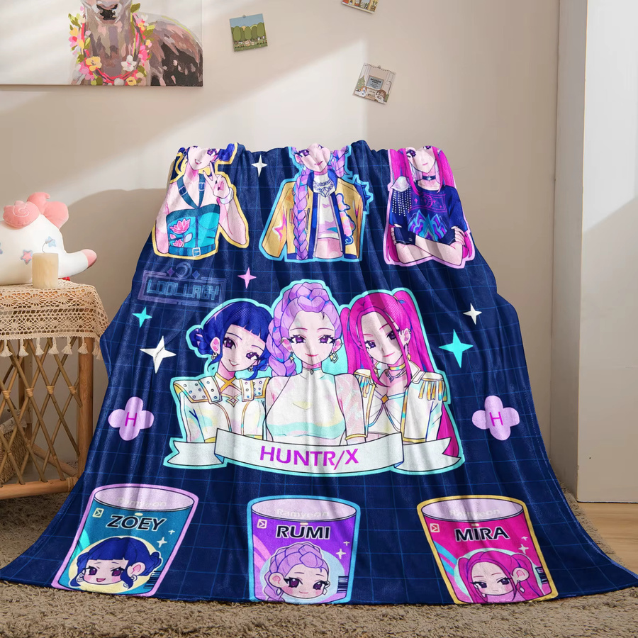 Potdemiel Anime Überwurf mit drei ikonischen Charakteren in Multicolour, ultraweich und hautfreundlich - Bild 3
