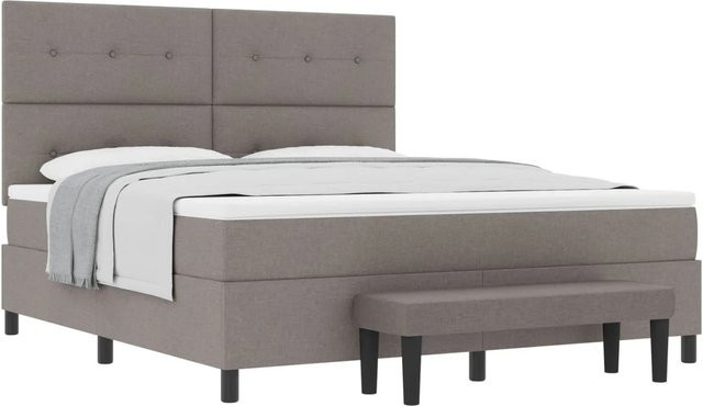 vidaXL Boxspringbett mit Matratze in Taupe, Hybrid-Matratze, Stoff, B/T: 180 x 200 cm - Bild 1