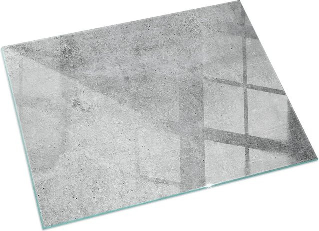 Tulup Glasplatte für Kamin und Öfen in Grau mit Rohbetonstruktur, B/B/H: 60 x 40 x 0,4 cm - Bild 1