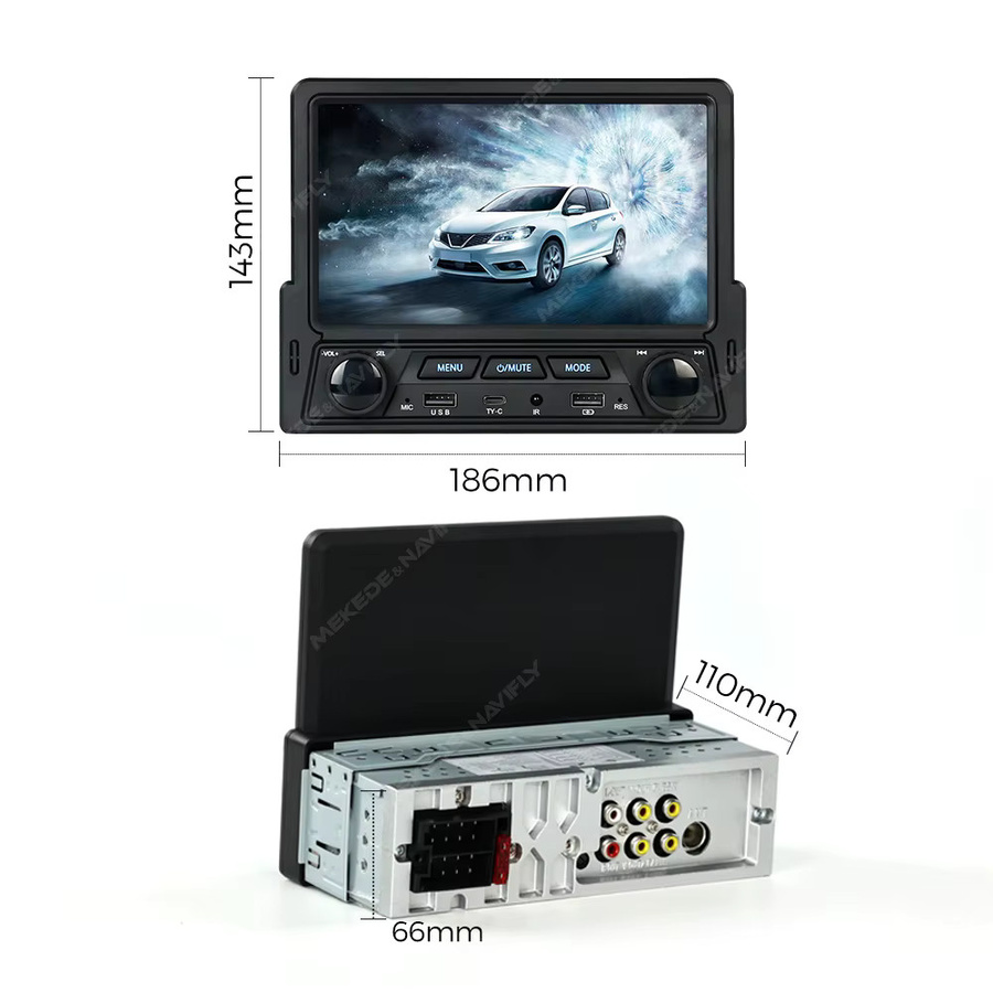 NAVIFANS Universal Multimedia MP5-Player mit 7 Zoll Touchscreen, FM-Radio, Bluetooth, USB-A, Mirror Link sowie CarPlay und Android Auto, Schwarz - Bild 2