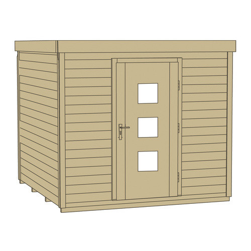 WEKA Holz-Gartenhaus wekaLine 413 Gr. 2 in Beige mit Flachdach und Vordach, B/H/T: 310 x 244 x 300 cm - Bild 2