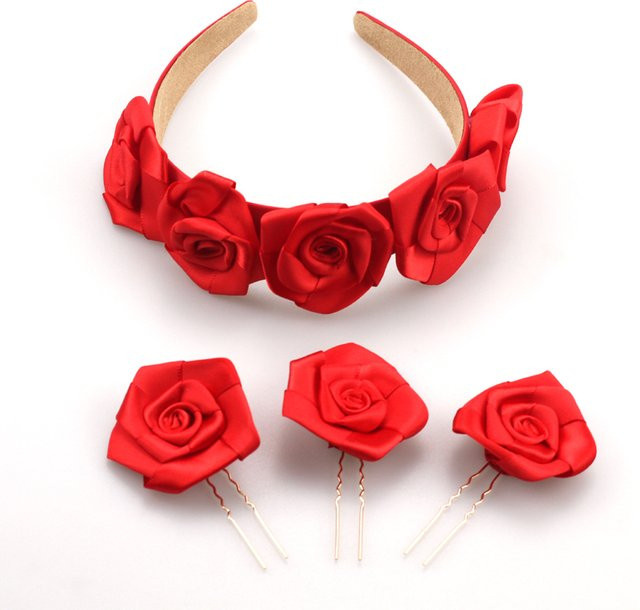 FirstStar Stirnband mit Rosenblume, Rot - Bild 1