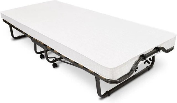 Beautissu Venetia Gästebett mit Metallgestell und Schaumstoffmatratze in Weiß, B/T/H: 90 x 200 x 40 cm