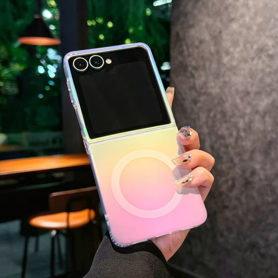 Matte Magnetische Handyhülle mit Farbverlauf-Regenbogen-Design für Samsung Galaxy Z Flip 3 4 5 6 7 8, Multicolor - Bild 4