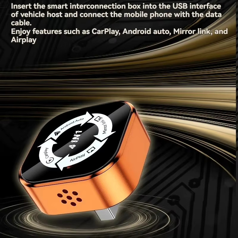 Jumunion 4-in-1 Android Auto Wireless CarPlay Adapter mit Mirror Link, Airplay, Bluetooth und WiFi Verbindung als AI Box in Multicolour und Orange - Bild 4