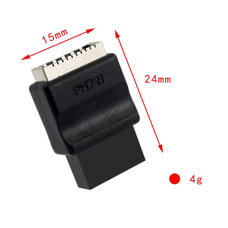 OULLX USB-C Riser-Adapter Konverter von USB 2.0 9-Pin Motherboard Header auf Typ E Schlüssel A auf Typ C, Schwarz - Bild 3