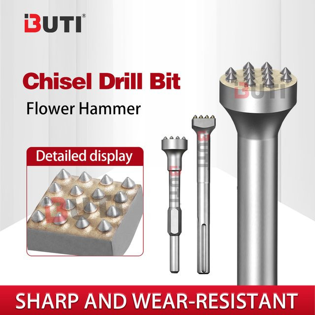 BUTI Lackkopfbohrer Blumenhammer mit Litschi-Oberfläche in Silber für Zement auf Betonwänden - Bild 1