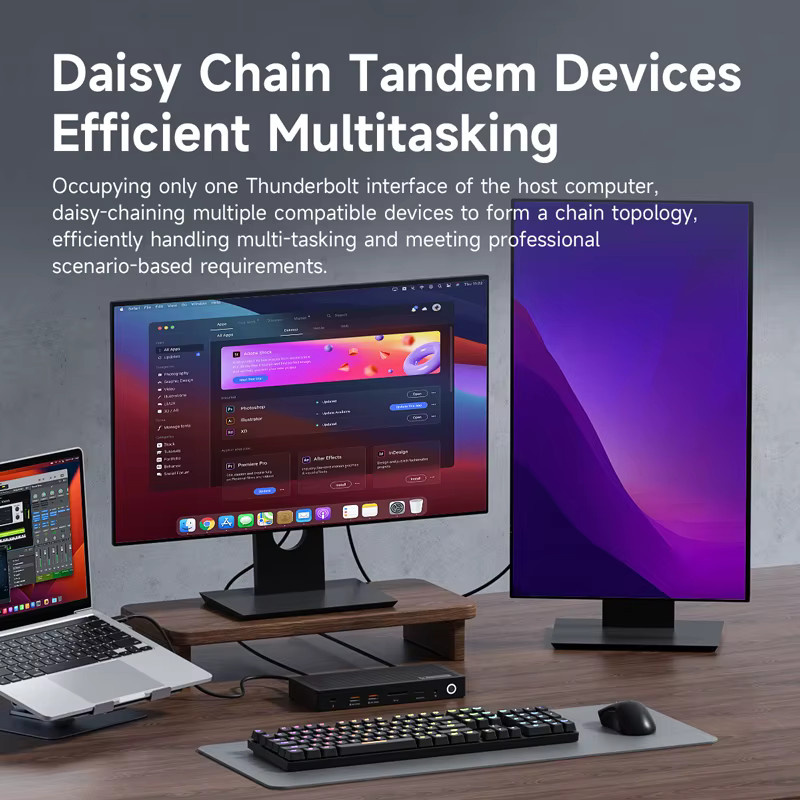 Hagibis Thunderbolt 4 Hub Dockingstation mit Dual-Monitor 8K/4K Display, 40 Gbit/s, Schwarz - Bild 3