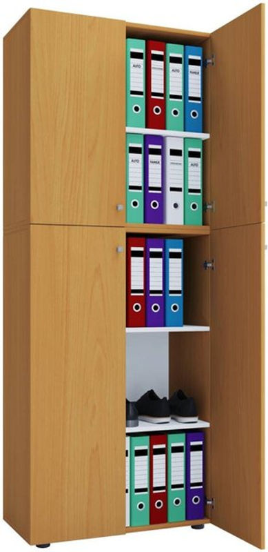 VCM Büroschrank Lona mit Drehtüren in Buche und Weiß, mit höhenverstellbaren Fachböden, B: 70 cm, T: 40 cm, H: 178 cm - Bild 5