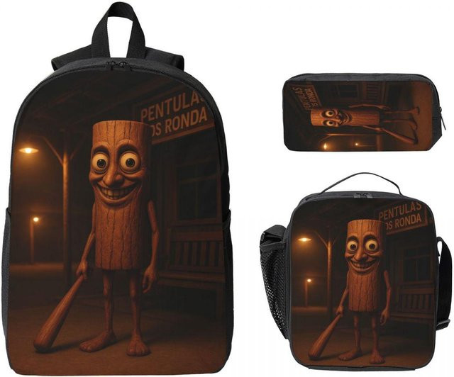 Schultaschen-Set von Fancy Style Studio mit Rucksack, Federmäppchen und Brotdose für Jungen und Mädchen in Multicolour - Bild 1