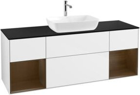 V&B Waschtischunterschrank Finion in Weiß glänzend lackiert mit LED-Beleuchtung und Regalfach, Breite: 160 cm - Bild 1