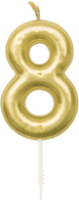 Rico Design Zahlenkerze 8 in Gold aus Paraffinwachs für Geburtstag und Jubiläum - Bild 1