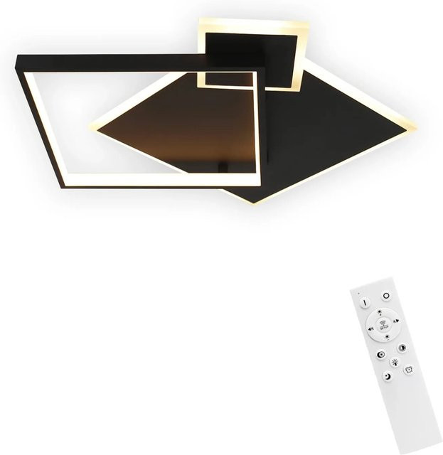 NETTLIFE LED Deckenleuchte aus Metall in Schwarz, dimmbar mit Fernbedienung, Durchmesser: 46 cm - Bild 1