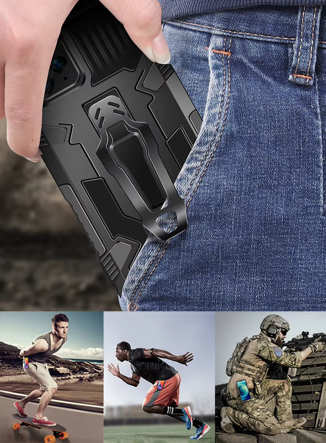Stoßfeste Schutzhülle mit Rückenclip und Anti-Fall-Mechanismus für Apple iPhone 17, 16, 15, 14, 13, 12, 11 Pro Max und XR XS Max in Grün - Bild 2