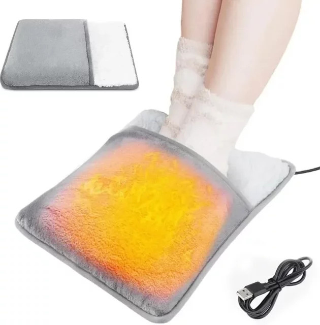 PAQIN USB-Fußwärmer aus weichem Plüsch in Grau - Bild 1