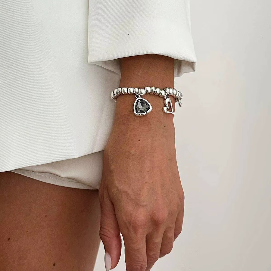 KunJoe Armband, Herz Anhänger, Acryl, Strass, Kristall, Silber, Damen - Bild 2