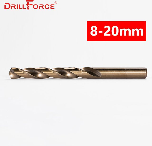 DRILLFORCE HSS-CO Kobalt Spiralbohrer M35 für Edelstahl, Durchmesser: 8 mm bis 20 mm - Bild 1