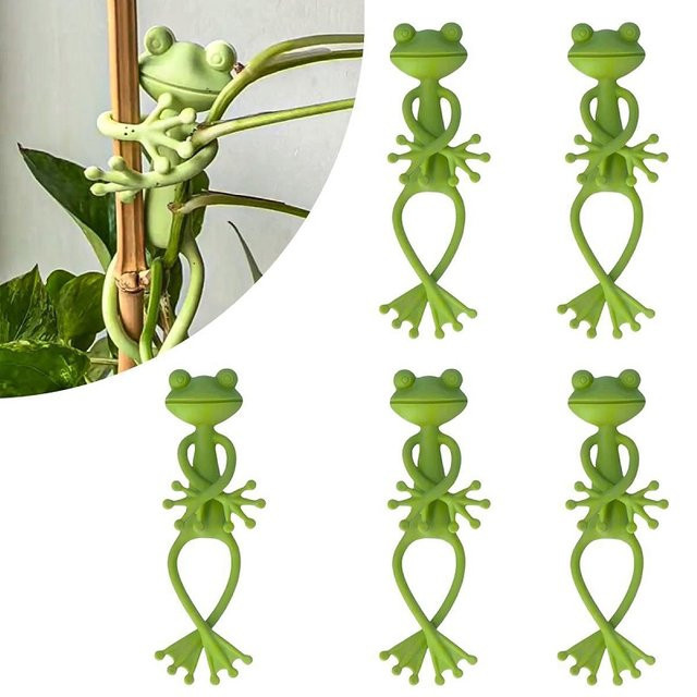 Grüne Frosch Pflanzenstütze aus Kunststoff als Kletterhilfe für Tomatenpflanzen und Gartenpflanzen - Bild 1