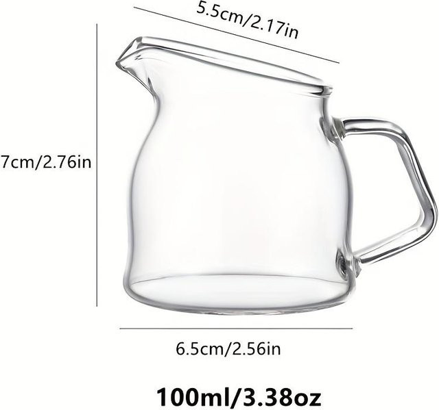 HappyhomeEE Mini Glas Milchkännchen mit schrägem Ausguss, transparent, 100 ml - Bild 1