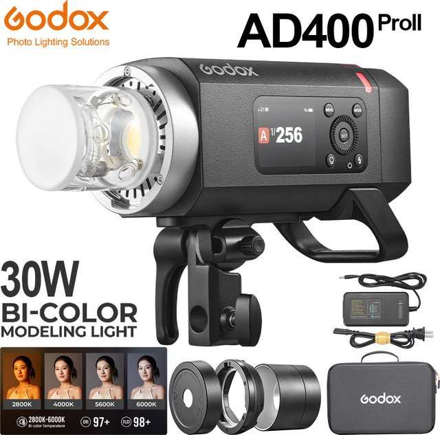 Godox AD400Pro II TTL 2,4G Kabelloses X-System Blitzlicht in Schwarz für Canon Nikon Fuji - Bild 1