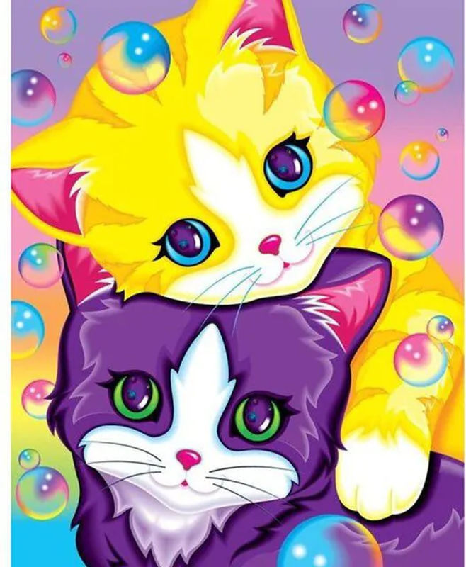 FIYO Diamond Painting Set Cartoon Kat 5D DIY Diamond Malerei mit Canvas und Kunstharz, mehrfarbig, B: 30 cm x H: 20 cm - Bild 1