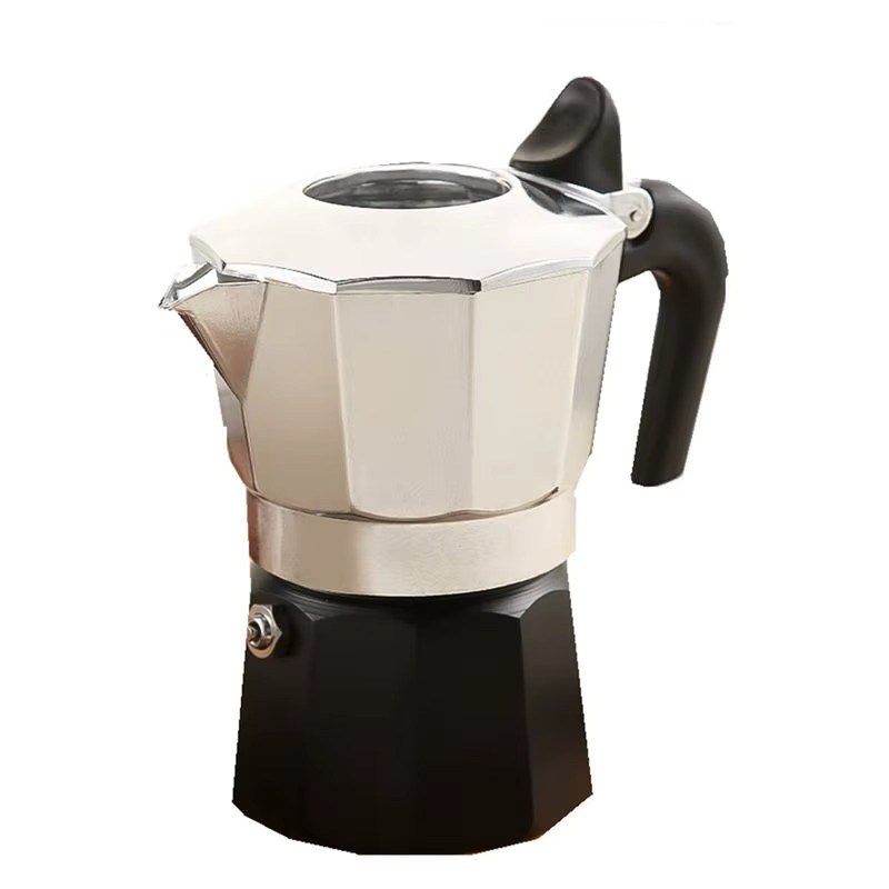 ABNH Moka Topf aus Aluminium im europäischen Stil, Kaffeemaschine für Latte und Tee, Silber, 150 ml - Bild 2