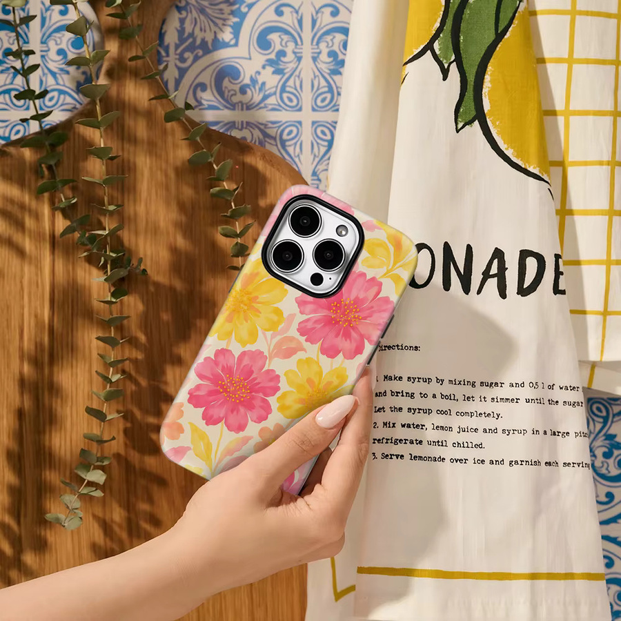 Potdemiel Handyhülle Golden Bloom Bliss in Gold und Multicolour für iPhone 11 bis iPhone 16 Pro Max mit doppelschichtiger Rückseite - Bild 3