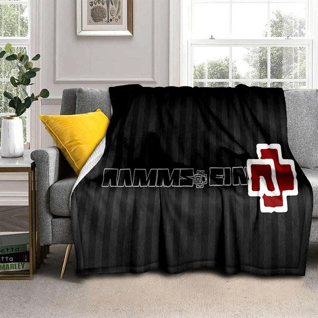 ChenYing01 3D-Decke mit Rammstein Heavy Metal Band Motiv in Schwarz, weiche Polyester-Überwurfdecke, B/B: 150 x 180 cm - Bild 1