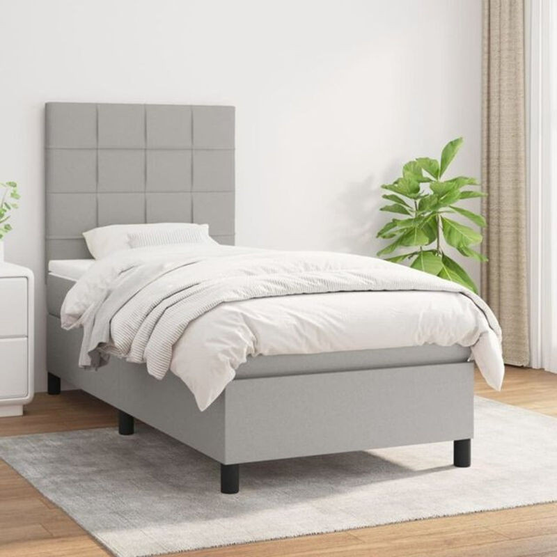 Vidaxl Boxspringbett mit Matratze in Grau aus Stoff und Holzwerkstoff B/T/H: 80 x 200 cm - Bild 1