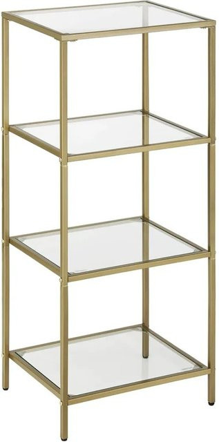 Vasagle Standregal mit 4 Ablagen aus Glas und Metall in Gold und Transparent, B/T/H: 30 x 40 x 95 cm - Bild 1