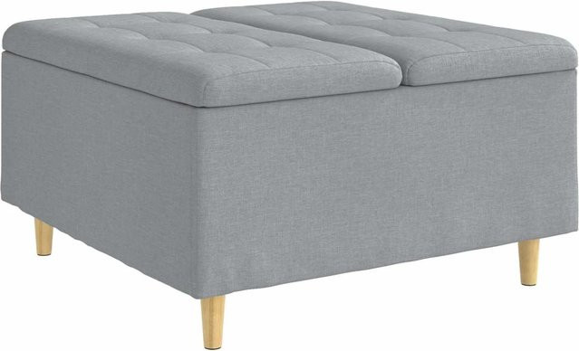 vidaXL Aufbewahrungsottomane mit Kissen in Hellgrau, Stoff und Holzwerkstoff, B/T/H: 80 x 80 x 45 cm - Bild 1