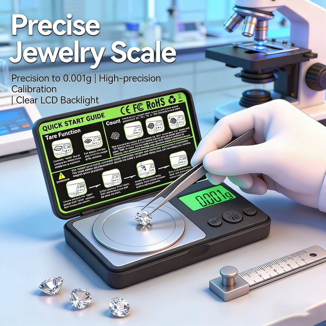 Kebidumei Mini-Digitalwaage in Schwarz mit hochpräziser Milligramm-Messung für Schmuck und Küche - Bild 1