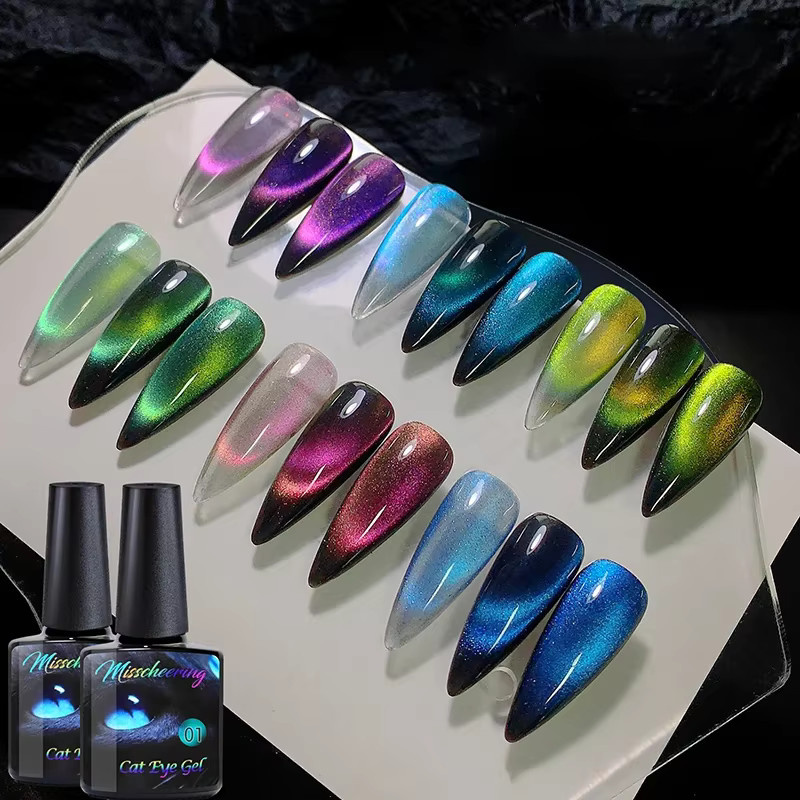 Misscheering Magnetisches Nagelgel Regenbogen Katzenauge, 8 ml, Schimmernd - Bild 4