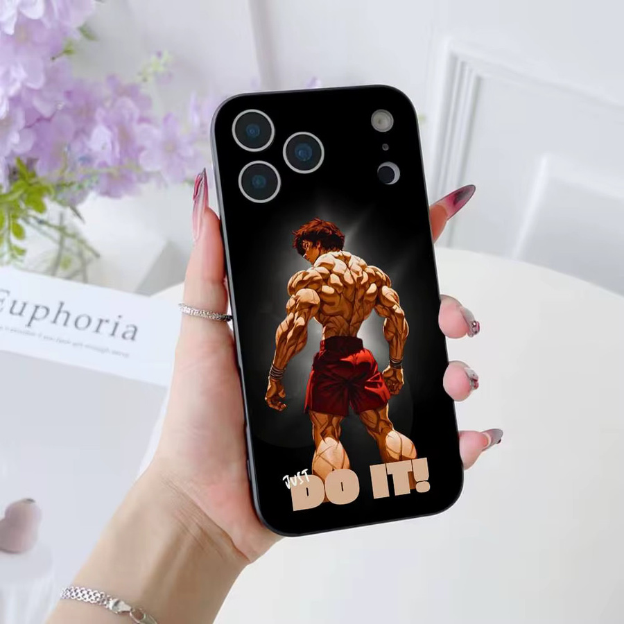 H-Hanma Baki Cartoon Handyhülle aus weichem Silikon für iPhone 11 bis iPhone 17 Pro Max Plus Air Mini in Schwarz - Bild 2