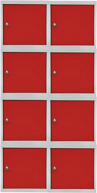 PROREGAL Blocky Schließfachwürfel Set mit 8 Einheiten und Drehriegelschloss für Vorhängeschlösser, Lichtgrau/Rot, B/T/H: 40 x 40 x 40 cm - Bild 1