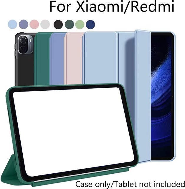 Chenxinyi Schutzhülle für Xiaomi Pad 5 6 7 8 Pro, Redmi Pad SE 8.7 und Redmi Pad 2 2025, schlanke dreifach faltbare Hülle mit weicher TPU-Rückseite, Grau - Bild 1