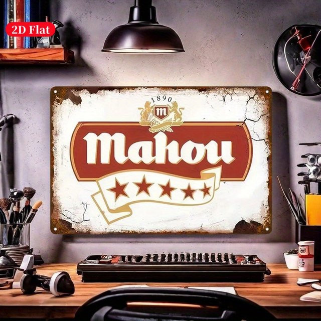 Vintage Mahou 1890 Bier-Logo Metall-Blechschild als Wandkunst-Dekoration - Bild 1