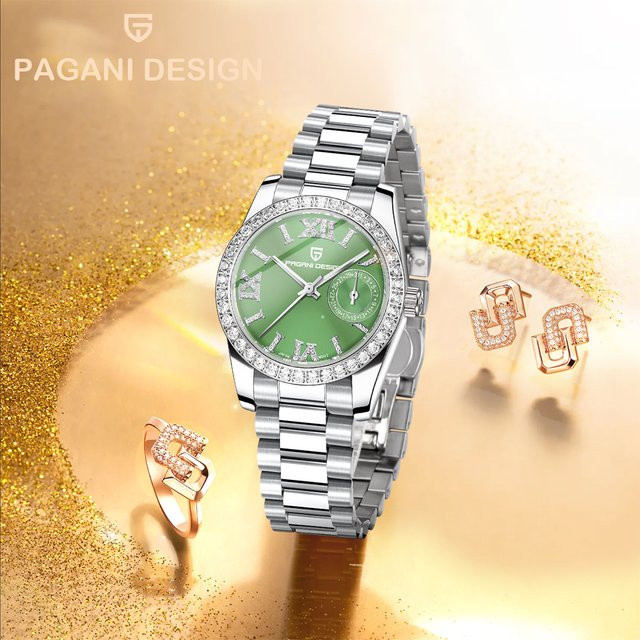 PAGANI DESIGN Armbanduhr Quarz, Edelstahl, Weiß, Damen, Datum - Bild 1