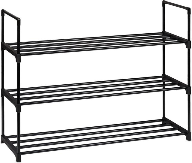 Relaxdays Schuhregal aus Metall in Schwarz mit 3 Ebenen und Stecksystem, B/H/T: 90,5 x 67 x 30,5 cm - Bild 1