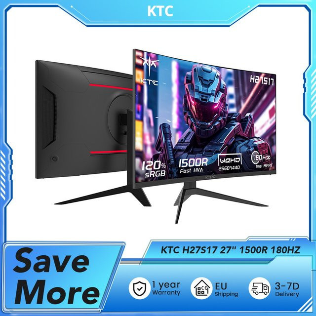 KTC H27S17 27 Zoll Curved Gaming-Monitor QHD 2560x1440 VA 180 Hz 1 ms MPRT Schwarz - Bild 1