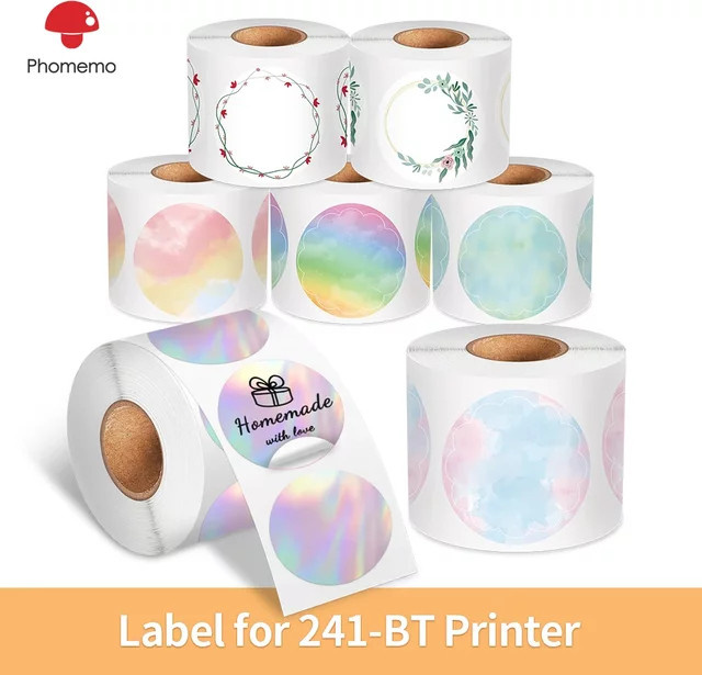 Phomemo Thermo-Etikettenpapier runde und quadratische Aufkleber wasserfest für Adress-DIY, B/B: 50 x 50 mm, passend für Drucker 241 BT 246S D520 - Bild 1