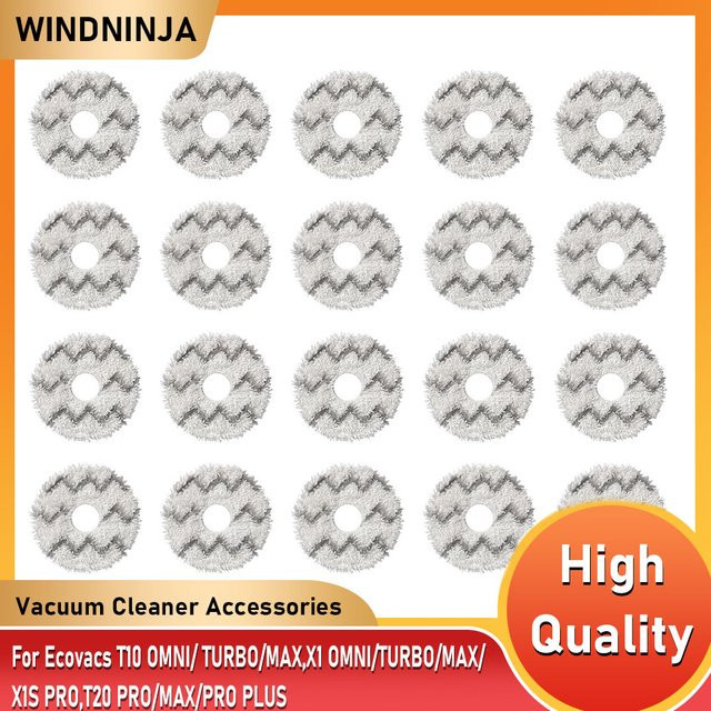 WINDNINJA Mopp-Tücher in Weiß für Ecovacs T10 OMNI, TURBO, MAX, X1 OMNI, TURBO, MAX, X1S PRO sowie T20 PRO, MAX und PRO PLUS Saugroboter Zubehör - Bild 1
