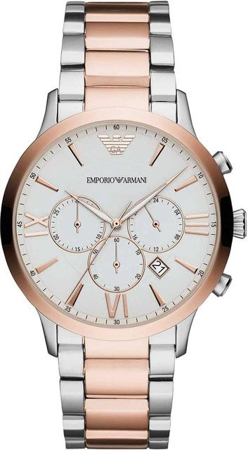 Emporio Armani Chronograph, Edelstahl, Weiß, Quarz, 44 mm, Herren - Bild 1
