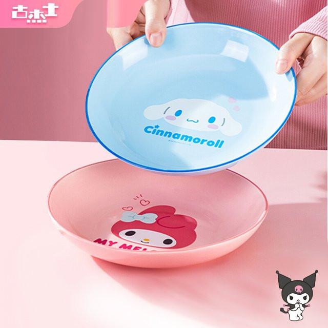 Sanrio Keramik Teller mit Kuromi und My Melody Design, rund, Durchmesser: 20,32 cm - Bild 1