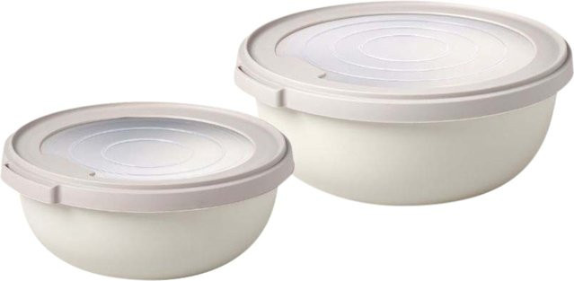 MEPAL Aufbewahrungsdosen 2er Set rund, transparent/weiß, luftdicht, 750 ml und 1250 ml - Bild 1
