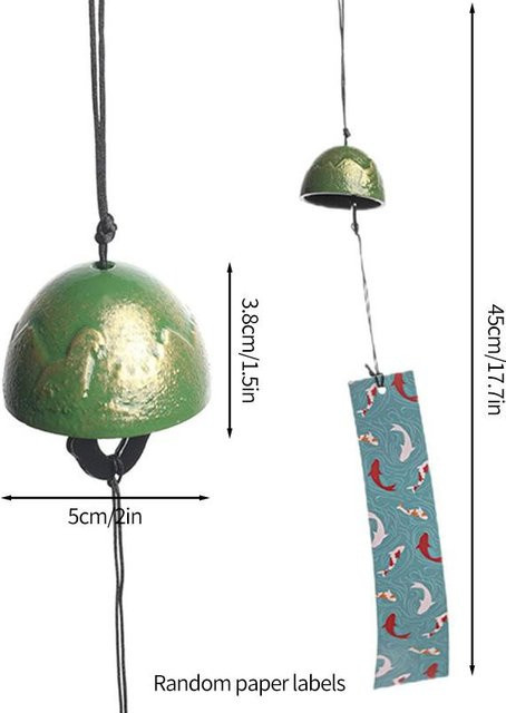 Japanische Windspiele aus Gusseisen in Grün für Garten und Haus als Feng Shui Glücksbringer - Bild 1