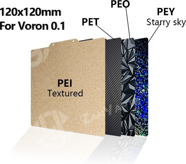 ZANYAPTR Upgrade Voron 0.1 Druckbett aus Federstahl mit magnetischem Fuß, strukturiertes PEI und glattes PEO, B/T: 120 x 120 mm - Bild 1