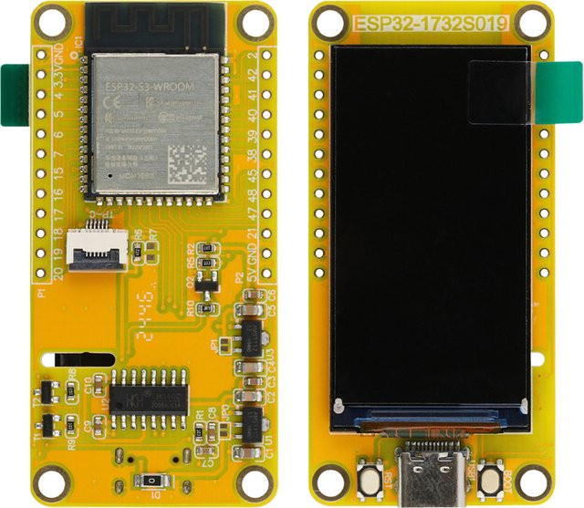 ESP32-S3 LVGL Entwicklungsplatine mit 1,9 Zoll TFT-LCD-Display, 6 MB Flash, WiFi und Bluetooth, USB-C Anschluss - Bild 1