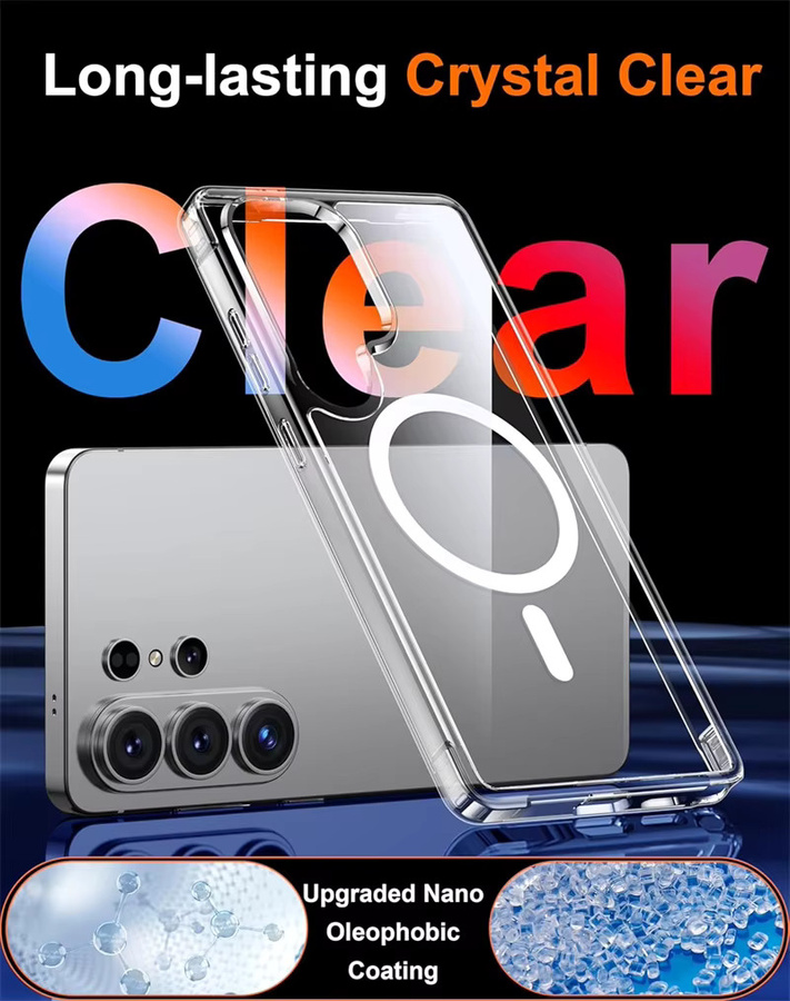 OLPAY Transparente Kristall-Magnetische Hülle mit MagSafe für Samsung S25, Stoßfeste Schutzhülle - Bild 4